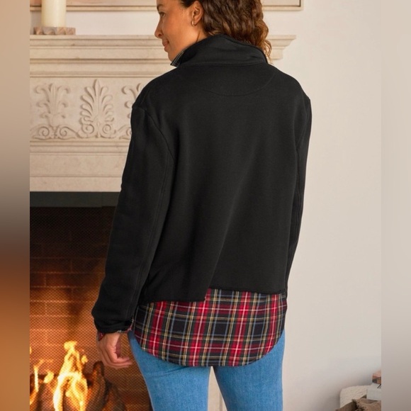 Frank & Eileen Mini Belfast Knit Sweatshirt Blazer Jacket Solid Black Medium - Picture 2 of 9